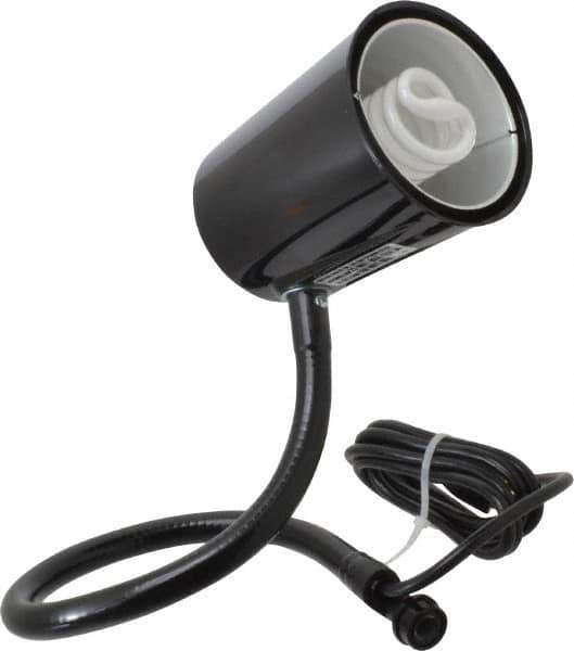Made in USA - 24 Inch, Gooseneck, Coupler Mounted, Compact Fluorescent, Black, General Purpose Task Light - 23 Watt, 120 Volt, Nonmagnifying - Industrial Tool & Supply