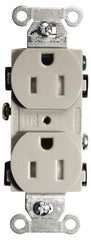 Hubbell Wiring Device-Kellems - 125 VAC, 15 Amp, 5-15R NEMA Configuration, Gray, Specification Grade, Self Grounding Duplex Receptacle - 1 Phase, 2 Poles, 3 Wire, Flush Mount, Tamper Resistant - Industrial Tool & Supply