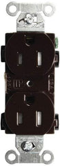 Hubbell Wiring Device-Kellems - 125 VAC, 15 Amp, 5-15R NEMA Configuration, Brown, Specification Grade, Self Grounding Duplex Receptacle - 1 Phase, 2 Poles, 3 Wire, Flush Mount, Tamper Resistant - Industrial Tool & Supply