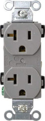 Hubbell Wiring Device-Kellems - 125 VAC, 20 Amp, 5-20R NEMA Configuration, Gray, Specification Grade, Self Grounding Duplex Receptacle - 1 Phase, 2 Poles, 3 Wire, Flush Mount - Industrial Tool & Supply