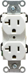 Hubbell Wiring Device-Kellems - 125 VAC, 20 Amp, 5-20R NEMA Configuration, White, Specification Grade, Self Grounding Duplex Receptacle - 1 Phase, 2 Poles, 3 Wire, Flush Mount - Industrial Tool & Supply