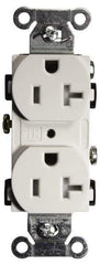 Hubbell Wiring Device-Kellems - 125 VAC, 20 Amp, 5-20R NEMA Configuration, White, Specification Grade, Self Grounding Duplex Receptacle - 1 Phase, 2 Poles, 3 Wire, Flush Mount, Tamper Resistant - Industrial Tool & Supply