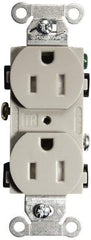 Hubbell Wiring Device-Kellems - 125 VAC, 15 Amp, 5-15R NEMA Configuration, Gray, Specification Grade, Self Grounding Duplex Receptacle - 1 Phase, 2 Poles, 3 Wire, Flush Mount, Tamper Resistant - Industrial Tool & Supply