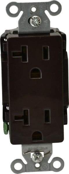 Hubbell Wiring Device-Kellems - 125 VAC, 20 Amp, 5-20R NEMA Configuration, Brown, Specification Grade, Self Grounding Duplex Receptacle - 1 Phase, 2 Poles, 3 Wire, Flush Mount - Industrial Tool & Supply