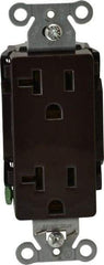 Hubbell Wiring Device-Kellems - 125 VAC, 20 Amp, 5-20R NEMA Configuration, Brown, Specification Grade, Self Grounding Duplex Receptacle - 1 Phase, 2 Poles, 3 Wire, Flush Mount - Industrial Tool & Supply