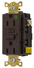 Hubbell Wiring Device-Kellems - 1 Phase, 5-15R NEMA, 125 VAC, 15 Amp, Self Grounding, GFCI Receptacle - 2 Pole, Back and Side Wiring, Hospital Grade - Industrial Tool & Supply