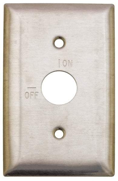 Hubbell Wiring Device-Kellems - 1 Gang, 2-7/8 Inch Long, Switch Plate - Barrel Key Switch, Gray, Stainless Steel - Industrial Tool & Supply