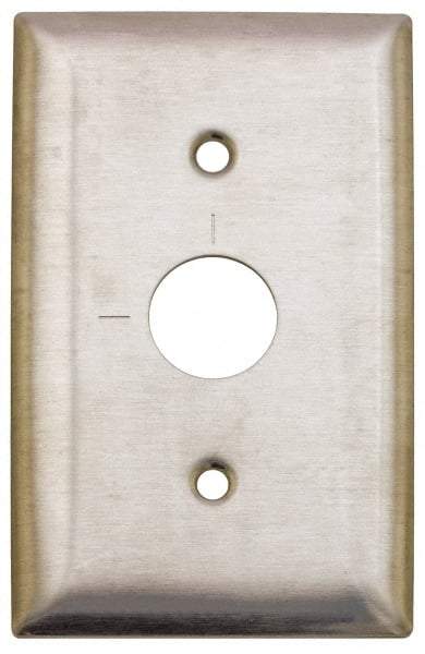 Hubbell Wiring Device-Kellems - 1 Gang, 2-7/8 Inch Long, Switch Plate - Barrel Key Switch, Gray, Stainless Steel - Industrial Tool & Supply