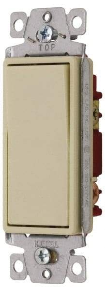 Hubbell Wiring Device-Kellems - 1 Pole, 120 to 277 VAC, 20 Amp, Commercial Grade, Rocker, Wall and Dimmer Light Switch - Industrial Tool & Supply