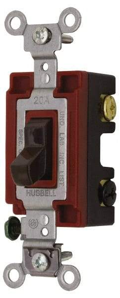 Hubbell Wiring Device-Kellems - 3 Pole, 120 to 277 VAC, 15 Amp, Industrial Grade, Toggle, Wall and Dimmer Light Switch - 1-5/16 Inch Wide x 4-1/16 Inch High - Industrial Tool & Supply