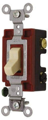 Hubbell Wiring Device-Kellems - 3 Pole, 120 to 277 VAC, 15 Amp, Industrial Grade, Toggle, Wall and Dimmer Light Switch - 1-5/16 Inch Wide x 4-1/16 Inch High - Industrial Tool & Supply