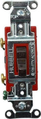 Hubbell Wiring Device-Kellems - 2 Pole, 120 to 277 VAC, 20 Amp, Industrial Grade, Toggle, Wall and Dimmer Light Switch - 1-5/16 Inch Wide x 4-1/16 Inch High - Industrial Tool & Supply