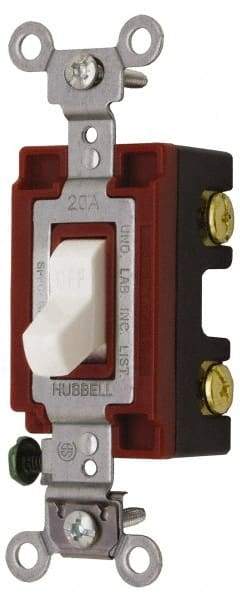 Hubbell Wiring Device-Kellems - 2 Pole, 120 to 277 VAC, 20 Amp, Industrial Grade, Toggle, Wall and Dimmer Light Switch - 1-5/16 Inch Wide x 4-1/16 Inch High - Industrial Tool & Supply