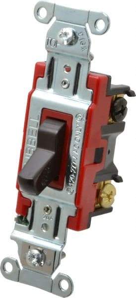 Hubbell Wiring Device-Kellems - 3 Pole, 120 to 277 VAC, 20 Amp, Industrial Grade, Toggle, Wall and Dimmer Light Switch - 1-5/16 Inch Wide x 4-1/16 Inch High - Industrial Tool & Supply