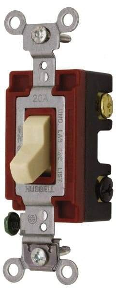 Hubbell Wiring Device-Kellems - 4 Pole, 120 to 277 VAC, 20 Amp, Industrial Grade, Toggle, Wall and Dimmer Light Switch - 1-5/16 Inch Wide x 4-1/16 Inch High - Industrial Tool & Supply