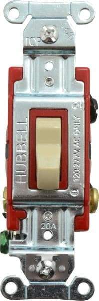 Hubbell Wiring Device-Kellems - 3 Pole, 120 to 277 VAC, 20 Amp, Industrial Grade, Toggle, Wall and Dimmer Light Switch - 1-5/16 Inch Wide x 4-1/16 Inch High - Industrial Tool & Supply