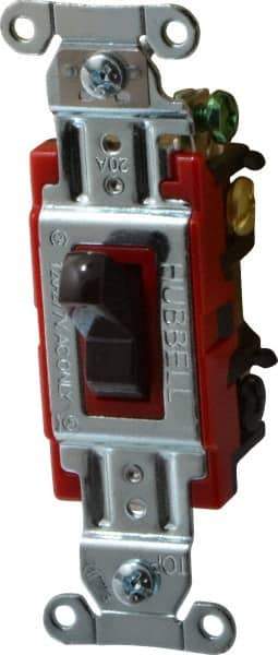 Hubbell Wiring Device-Kellems - 4 Pole, 120 to 277 VAC, 20 Amp, Industrial Grade, Toggle, Wall and Dimmer Light Switch - 1-5/16 Inch Wide x 4-1/16 Inch High - Industrial Tool & Supply