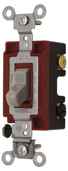 Hubbell Wiring Device-Kellems - 4 Pole, 120 to 277 VAC, 20 Amp, Industrial Grade, Toggle, Wall and Dimmer Light Switch - 1-5/16 Inch Wide x 4-1/16 Inch High - Industrial Tool & Supply