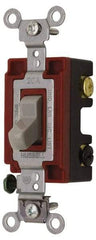 Hubbell Wiring Device-Kellems - 4 Pole, 120 to 277 VAC, 20 Amp, Industrial Grade, Toggle, Wall and Dimmer Light Switch - 1-5/16 Inch Wide x 4-1/16 Inch High - Industrial Tool & Supply