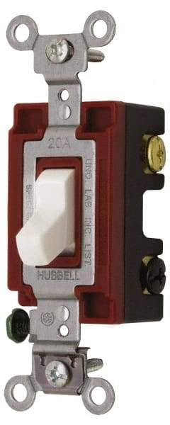 Hubbell Wiring Device-Kellems - 4 Pole, 120 to 277 VAC, 20 Amp, Industrial Grade, Toggle, Wall and Dimmer Light Switch - 1-5/16 Inch Wide x 4-1/16 Inch High - Industrial Tool & Supply