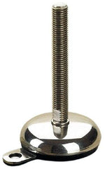 Sunnex - 1/2-13 Bolt Thread, 0.87" High Hygienic Anchoring Stud Mount Leveling Pad & Mount - 1,770 Max Lb Capacity, 2.95" Base Diam, 6" Thread Length - Industrial Tool & Supply