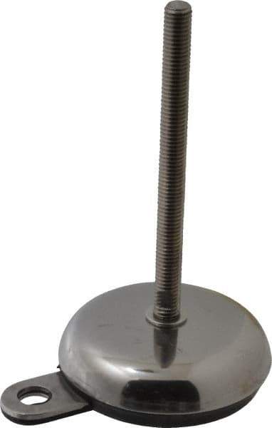 Sunnex - 1/2-13 Bolt Thread, 1.26" High Hygienic Anchoring Stud Mount Leveling Pad & Mount - 2,200 Max Lb Capacity, 3.94" Base Diam, 6" Thread Length - Industrial Tool & Supply