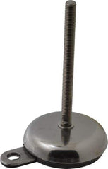 Sunnex - 1/2-13 Bolt Thread, 1.26" High Hygienic Anchoring Stud Mount Leveling Pad & Mount - 2,200 Max Lb Capacity, 3.94" Base Diam, 6" Thread Length - Industrial Tool & Supply