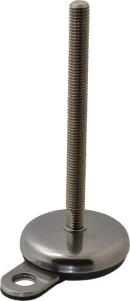 Sunnex - 1/2-13 Bolt Thread, 0.87" High Hygienic Anchoring Stud Mount Leveling Pad & Mount - 1,770 Max Lb Capacity, 2.95" Base Diam, 6" Thread Length - Industrial Tool & Supply