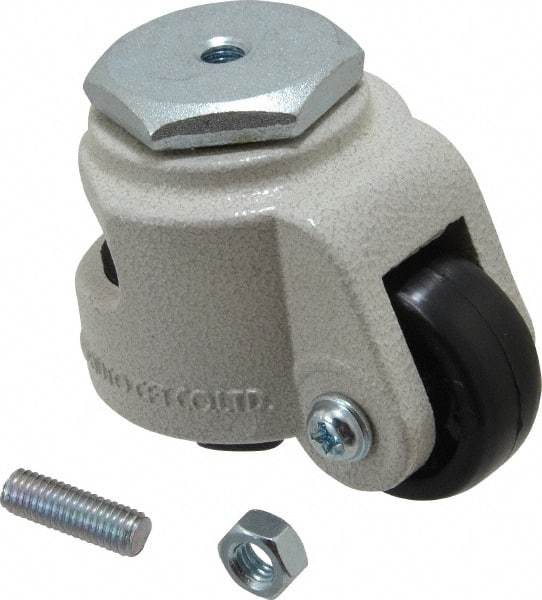 Sunnex - 7/8" Wide, Nylon Swivel Caster - 50 Lb Capacity, Threaded Stem Mount, 2.87" x 2.87" Plate, Ball Bearing - Industrial Tool & Supply