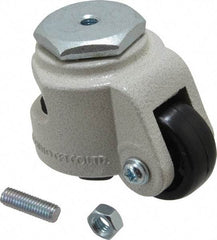 Sunnex - 7/8" Wide, Nylon Swivel Caster - 50 Lb Capacity, Threaded Stem Mount, 2.87" x 2.87" Plate, Ball Bearing - Industrial Tool & Supply