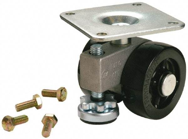 Sunnex - 1" Wide, Nylon Swivel Caster - 800 Lb Capacity, Top Plate Mount, 3.54" x 3.54" Plate, Ball Bearing - Industrial Tool & Supply