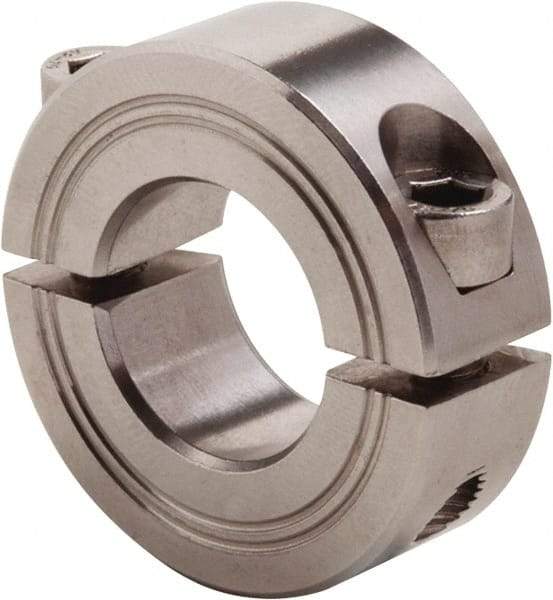 Climax Metal Products - 4mm Bore, Stainless Steel, Two Piece Clamp Collar - 11/16" Outside Diam - Industrial Tool & Supply