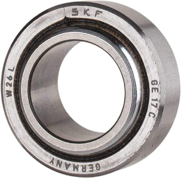 SKF - 17mm Bore Diam, 5,040 Lb Dynamic Capacity, Spherical Plain Bearing - 12,600 Lb Static Load Capacity - Industrial Tool & Supply