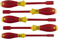 Wiha - 5 Piece 6 to 10mm Insulated Nutdriver Set - Insulated Handle - Industrial Tool & Supply