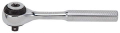 Proto - 1/4" Drive Round Head Standard Ratchet - Chrome Finish, 4-1/2" OAL, 72 Gear Teeth, Standard Knurled Handle, Standard Head - Industrial Tool & Supply