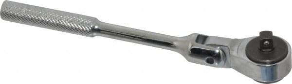 Proto - 1/4" Drive Round Head Quick-Release Ratchet - Chrome Finish, 6-1/4" OAL, 72 Gear Teeth, Standard Knurled Handle, Flex with Speed Ring Head - Industrial Tool & Supply