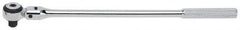 Proto - 1/2" Drive Round Head Quick-Release Ratchet - Chrome Finish, 16-7/8" OAL, 72 Gear Teeth, Standard Knurled Handle, Flex with Speed Ring Head - Industrial Tool & Supply