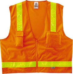 Ergodyne - Size 2X/3XL High Visibility Orange Mesh/Solid Surveyor's Vest - 52 to 58" Chest, ANSI/ISEA 107, Zipper Closure, 6 Pockets, Polyester - Industrial Tool & Supply