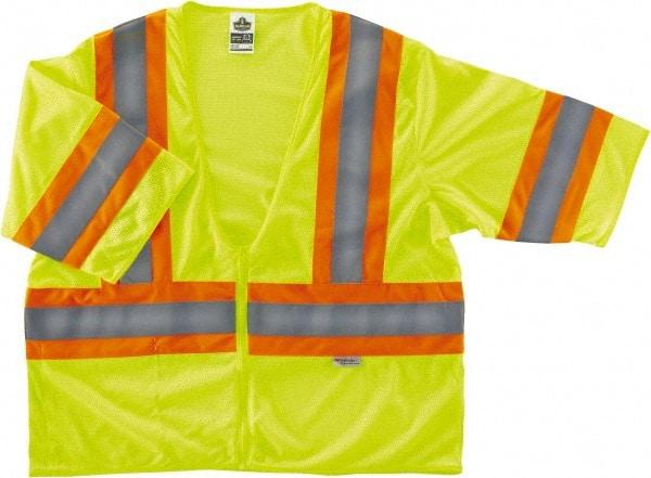 Ergodyne - Size 4X/5XL High Visibility Lime Mesh General Purpose Vest - 58 to 64" Chest, ANSI/ISEA 107, Zipper Closure, 1 Pocket, Polyester - Industrial Tool & Supply