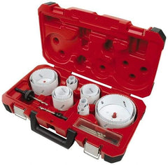 Milwaukee Tool - 19 Piece, 3/4" to 4-3/4" Saw Diam, Master Electrician's Hole Saw Kit - Bi-Metal, Toothed Edge, Pilot Drill Model No. 49-56-8010, Includes 14 Hole Saws - Industrial Tool & Supply