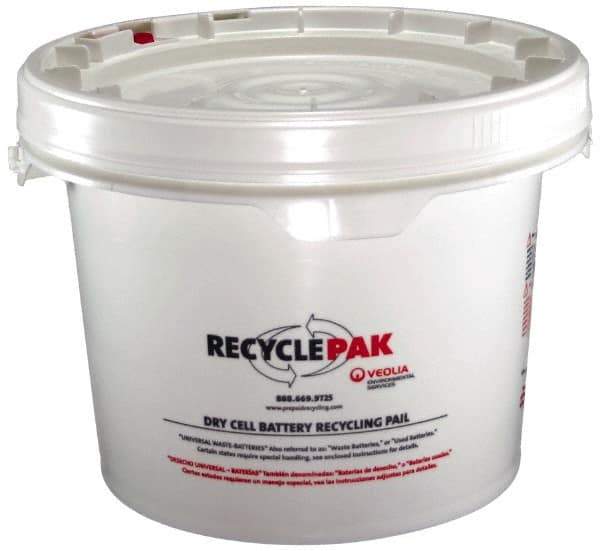 Recyclepak - 13 Inch Deep, Battery Container - 15 Inch Diameter, 50 Lb. Capacity, 3.5 Gallon Pail - Industrial Tool & Supply