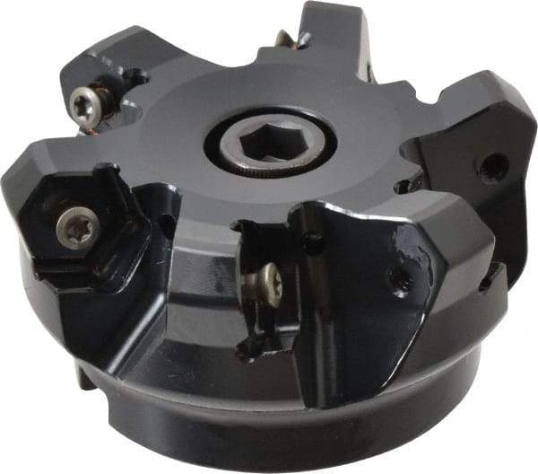 Kennametal - 2-1/2" Cut Diam, 3" Arbor Hole, 4.51mm Max Depth of Cut, 45° Indexable Chamfer & Angle Face Mill - 6 Inserts, HNGJ 535-GD Insert, Right Hand Cut, 6 Flutes, Through Coolant, Series KSHR - Industrial Tool & Supply