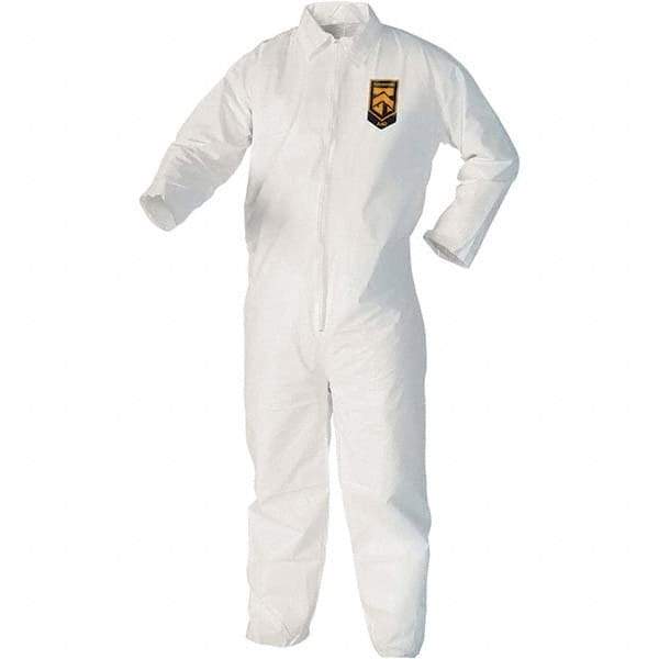 KleenGuard - Size XL Film Laminate Chemical Resistant Coveralls - White, Zipper Closure, Open Cuffs, Open Ankles - Industrial Tool & Supply