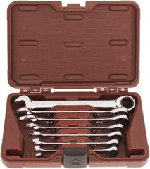 Paramount - 7 Piece, 3/8" to 3/4", Ratcheting Combination Wrench Set - Inch Measurement Standard, Full Polish Chrome Finish, Comes in Blow Molded Case - Industrial Tool & Supply
