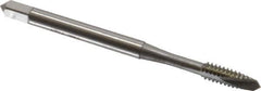 OSG - #6-32 UNC, 2 Flute, Bright Finish, Vanadium High Speed Steel Spiral Point Tap - Bottoming Chamfer, Right Hand Thread, 2" OAL, 11/16" Thread Length, 0.141" Shank Diam, 3B Class of Fit - Exact Industrial Supply
