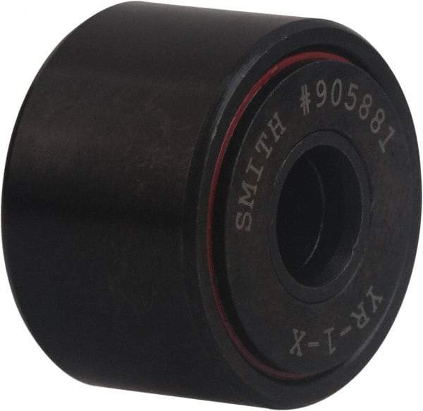 Accurate Bushing - 7/16" Bore, 1-5/8" Roller Diam x 7/8" Roller Width, Carbon Steel Sealed Self-Lubricating Yoke Cam Follower with Nonmetallic Bushing - 1 Lb Dynamic Load Capacity, 15/16" Overall Width - Industrial Tool & Supply