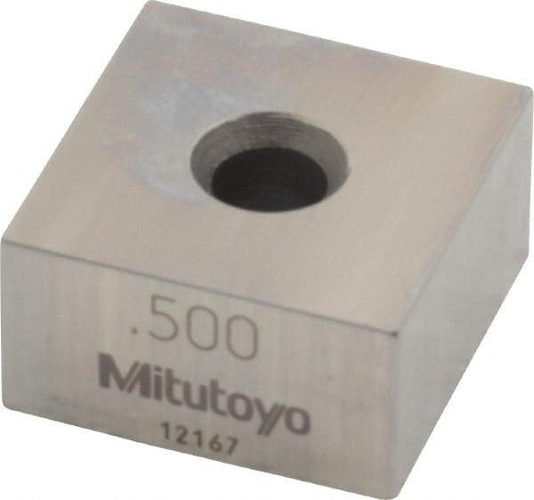 Mitutoyo - 0.5" Square Steel Gage Block - Accuracy Grade 0, Includes Certificate of Inspection - Industrial Tool & Supply