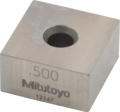 Mitutoyo - 0.5" Square Steel Gage Block - Accuracy Grade 0, Includes Certificate of Inspection - Industrial Tool & Supply