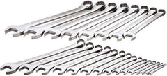 SK - 23 Piece, 1/4" to 1-1/2", 12 Point Combination Wrench Set - Inch Measurement Standard, Chrome Finish, Comes in Rack - Industrial Tool & Supply