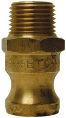 EVER-TITE Coupling Products - 1-1/4" Brass Cam & Groove Suction & Discharge Hose Male Adapter Male NPT Thread - Part F, 1-1/4" Thread, 350 Max psi - Industrial Tool & Supply